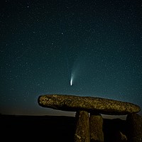 Buy canvas prints of Comet Neowise over Lanyon Quoit in Cornwall by Paul Cooper