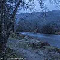 Buy canvas prints of River Eachaig At Dusk In The Rain by Ronnie Reffin