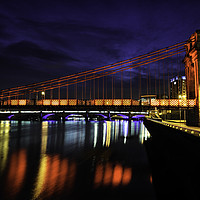Buy canvas prints of South Portland Street Suspension Bridge At Night by Ronnie Reffin