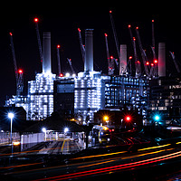 Buy canvas prints of Battersea Power Station at night by Robert Likovszki