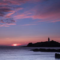 Buy canvas prints of Godrevy lighthouse at sunset by David Moore