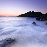 Buy canvas prints of North Cornwall beach at sunset by David Moore
