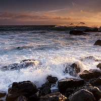 Buy canvas prints of Cape Cornwall sunset shot towards the Brisons by David Moore