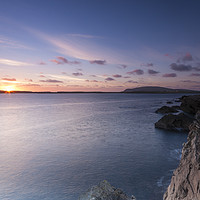 Buy canvas prints of Sunset from Shetland cliffs by David Moore