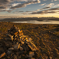 Buy canvas prints of Midnight sun on mountain above Tromso by David Moore