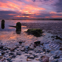 Buy canvas prints of Newton beach sunset at low tide by John Boyle