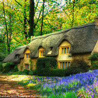 Buy canvas prints of Thatched Bluebell Cottage by Alison Chambers