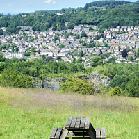 Buy canvas prints of Matlock View and Picnic Table by Alison Chambers