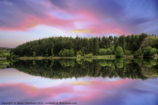 Langsett Reservoir Sunset Picture Board by Alison Chambers