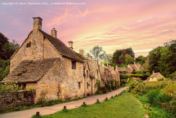 Arlington Row Cotswolds Picture Board by Alison Chambers