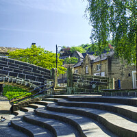 Buy canvas prints of Wavy Steps at Hebden Bridge  by Alison Chambers