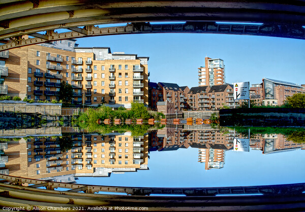 Roberts Wharf Reflection Leeds Picture Board by Alison Chambers