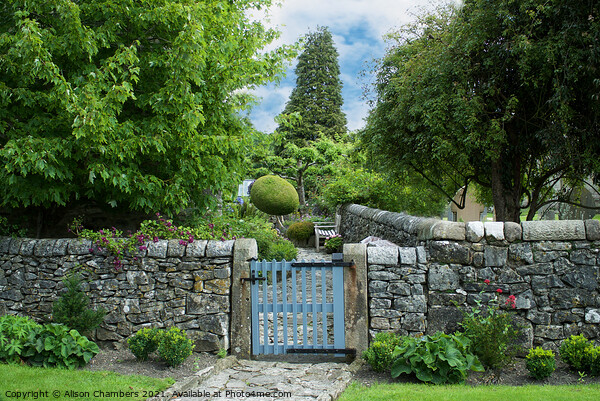 Cottage Garden Gate Picture Board by Alison Chambers