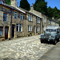 Buy canvas prints of Haworth Main Street Landrover by Alison Chambers