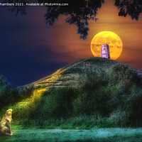 Buy canvas prints of Moon Gazing Hare At Glastonbury Tor by Alison Chambers