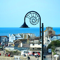 Buy canvas prints of Lyme Regis Fossil  Street Light by Alison Chambers