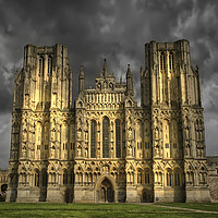 Buy canvas prints of Wells Cathedral Dramatic Sky by Alison Chambers