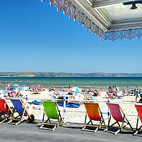 Buy canvas prints of Weymouth Deckchairs by Alison Chambers