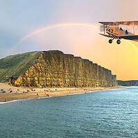 Buy canvas prints of Tiger Moth At West Bay by Alison Chambers