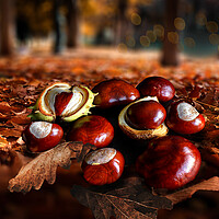 Buy canvas prints of Autumn Conkers by Alison Chambers