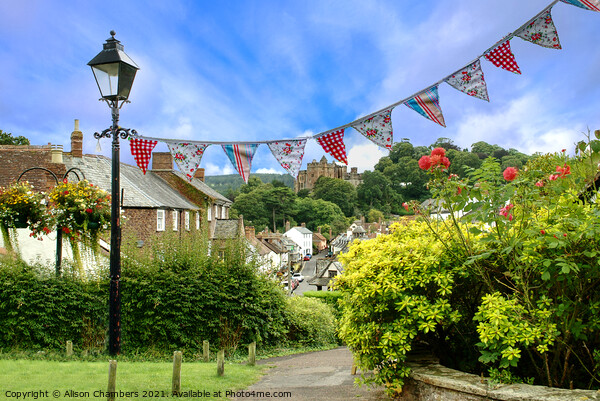 Summer Bunting In Dunster Picture Board by Alison Chambers