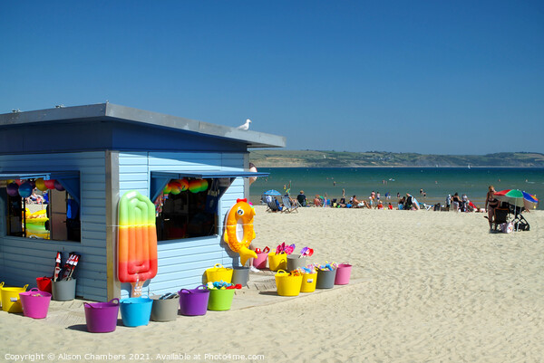 Colourful Weymouth Beach Picture Board by Alison Chambers