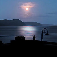 Buy canvas prints of Lyme Regis By Moonlight  by Alison Chambers