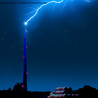 Buy canvas prints of Emley Moor Mast Lightning Strike by Alison Chambers