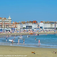 Buy canvas prints of Weymouth Beach Panorama by Alison Chambers