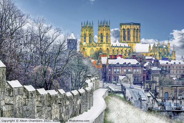 York Minster Snow Scene Picture Board by Alison Chambers
