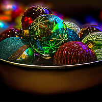 Buy canvas prints of Bowl Of Baubles by Alison Chambers