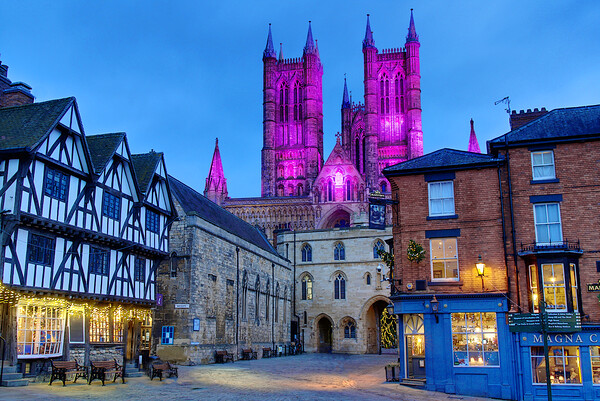 Lincoln Cathedral In Advent Colours Picture Board by Alison Chambers