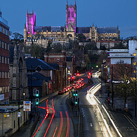 Buy canvas prints of Lincoln Cathedral Light Trails by Alison Chambers