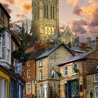 Buy canvas prints of Lincoln Cathedral From Steep Hill Portrait  by Alison Chambers