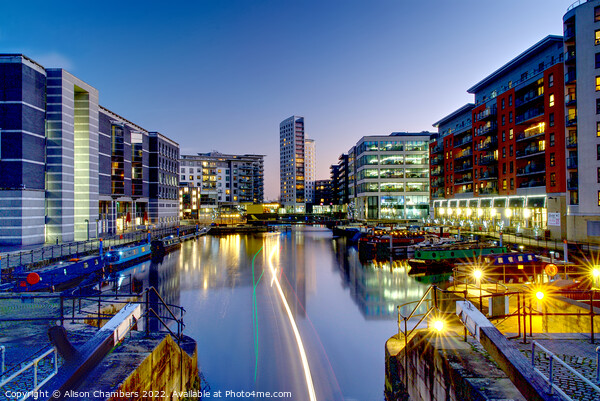 Leeds Dock At Night Picture Board by Alison Chambers