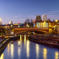 Buy canvas prints of Leeds Crown Point Bridge At Dusk by Alison Chambers
