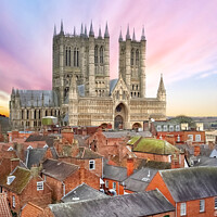 Buy canvas prints of Lincoln Cathedral And Rooftops by Alison Chambers