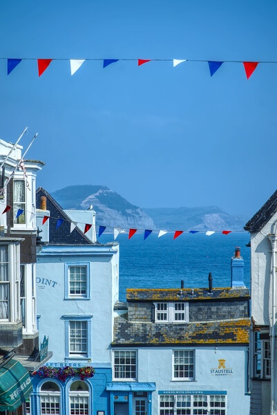 Lyme Regis Sea and Bunting Picture Board by Alison Chambers