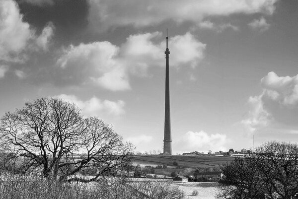 Emley Moor Mast BW Picture Board by Alison Chambers