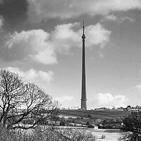 Buy canvas prints of Emley Moor Mast BW by Alison Chambers