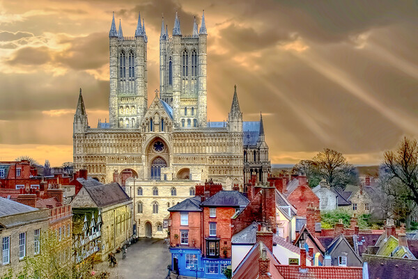 Lincoln Cathedral Sun Rays Picture Board by Alison Chambers