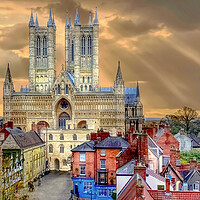 Buy canvas prints of Lincoln Cathedral Sun Rays by Alison Chambers
