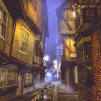 Buy canvas prints of York Shambles Creeping Mist by Alison Chambers