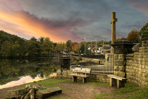 Sunset At Newmillerdam War Memorial  Picture Board by Alison Chambers