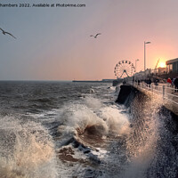 Buy canvas prints of Bridlington Sunset Crashing Waves, Yorkshire Coast by Alison Chambers