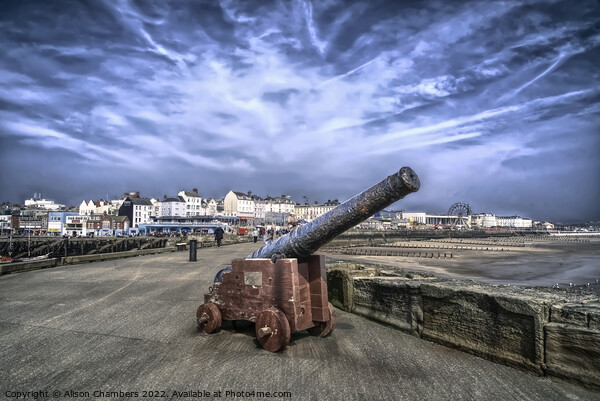 Bridlington North Pier Cannon, Yorkshire Coast Picture Board by Alison Chambers