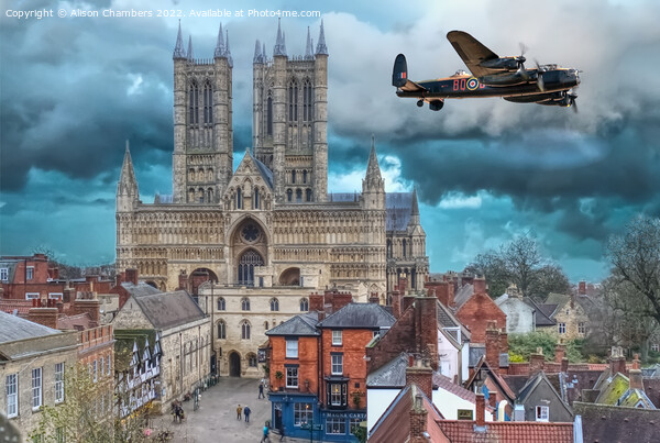 Lincoln Cathedral Lancaster Bomber  Picture Board by Alison Chambers