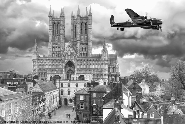 Lincoln Cathedral Lancaster Bomber Picture Board by Alison Chambers