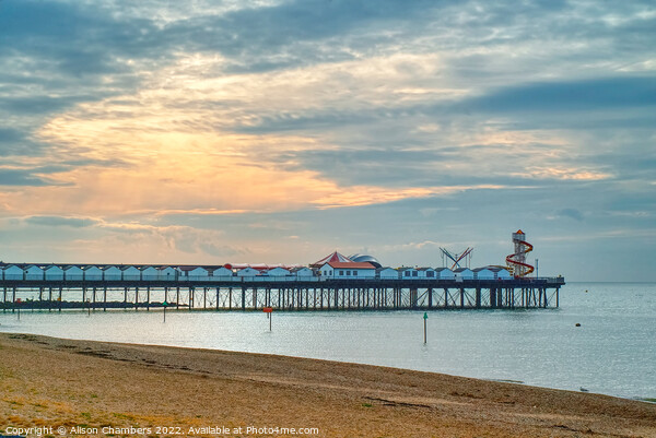 Herne Bay Pier Sunset Picture Board by Alison Chambers