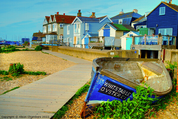 Whitstable Oyster Boat Picture Board by Alison Chambers